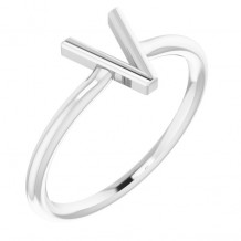 14K White Initial V Ring - 51895227P