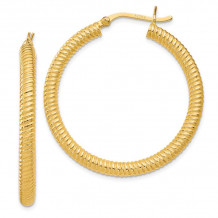 Quality Gold Sterling Silver Gold-flashed Ribbed 35mm Hoop Earrings - QE6703