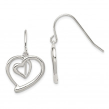 Quality Gold Sterling Silver Heart Dangle Earrings - QE8741