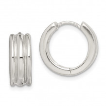 Quality Gold Sterling Silver Ridged Hoop Earrings - QE3474