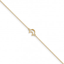 Quality Gold 14k Gold Textured and Polished Moon  Anklet - ANK274-10