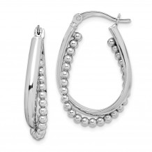 Quality Gold Sterling Silver Rhodium-plated Beaded Hoop Earrings - QE14174