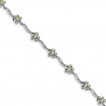 Quality Gold Sterling Silver Rhodium-plated Floral Peridot Bracelet - QX982PE