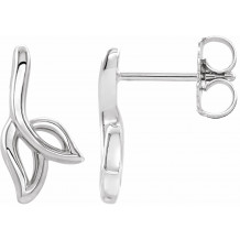 14K White Freeform Leaf Earrings - 86996600P