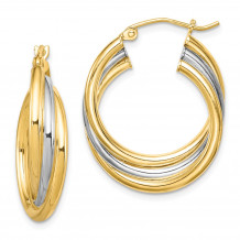 Quality Gold Sterling Silver Rhodium-plated & Gold-plated Hoop Earrings - QE8439
