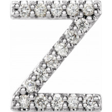 14K White .06 CTW Diamond Single Initial Z Earring - 867976130P