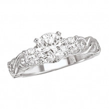 La Vie 14k White Gold Peg Head Wavy Diamond Semi-Mount Engagement Ring