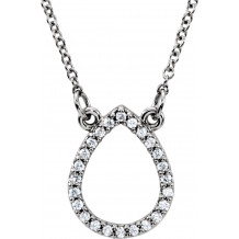 14K White 1/10 CTW Diamond Teardrop 16 Necklace - 85865101P