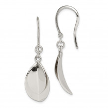 Quality Gold Sterling Silver Polished Leaf Dangle Earrings - QE14706