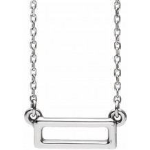 14K White Rectangle Bar 16-18 Necklace - 86617600P