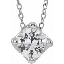 14K White Sapphire Solitaire 16-18 Necklace - 869936015P