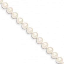 Quality Gold 14k White Near Round Freshwater Cultured Pearl Bracelet - WPN060-7.5