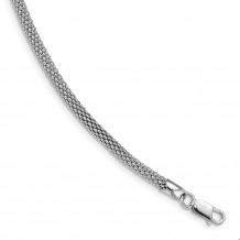 Quality Gold Sterling Silver Rhodium-plated 4.5mm Corona Chain Bracelet - QG5077-7.5