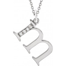 14K White .02 CTW Diamond Lowercase Initial m 16 Necklace - 8580360036P