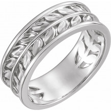 14K White Leaf Ring - 51639101P