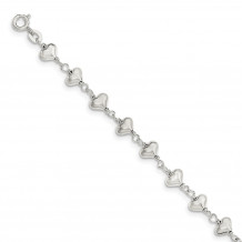 Quality Gold Sterling Silver Polished Heart link Bracelet - QG3606-7.25
