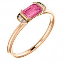 14k Rose Gold Stuller Diamond and Pink Tourmaline Stackable Ring