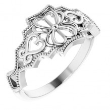 14K White Vintage-Inspired Ring - 51964101P