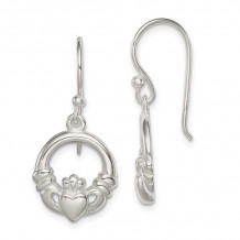 Quality Gold Sterling Silver Claddagh Dangle Earrings - QE6943