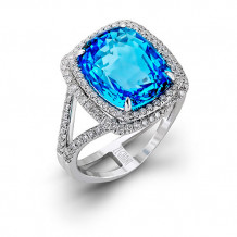 Zeghani 14k White Gold Diamond & Topaz Engagement Ring