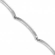 Quality Gold Sterling Silver CZ Segemented Bars   Bracelet - QG4955-6.5