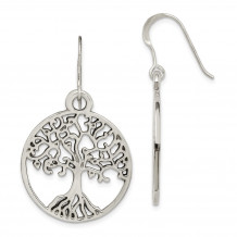 Quality Gold Sterling Silver Tree of Life Dangle Earrings - QE14687