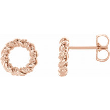 14K Rose 9.4 mm Circle Rope Earrings - 86821602P