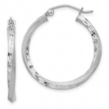 Quality Gold Sterling Silver Rhodium-plated Satin &  Twist Hoop Earrings - QE4598