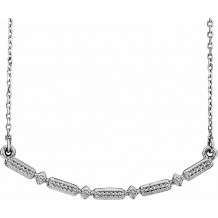 14K White Beaded Bar 16-18 Necklace - 86539600P