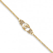 Quality Gold 14k Polished Dolphin Anklet - ANK2-10