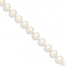 Quality Gold 14k White Near Round Freshwater Cultured Pearl Bracelet - WPN090-7.5