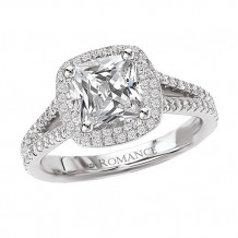 Romance 18k White Gold Halo Semi-Mount Diamond Engagement Ring