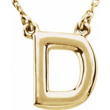 14K Yellow Block Initial D 16 Necklace - 84634116P