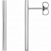 14K White 24x2 mm Bar Earrings - 86972106P