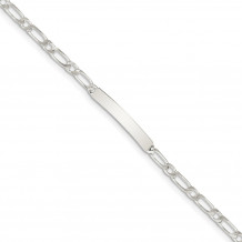 Quality Gold Sterling Silver 8inch Polished Engraveable 1 Figaro Link ID Bracelet - QID112-8