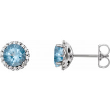 14K White Aquamarine & 1/10 CTW Diamond Earrings - 86509840P