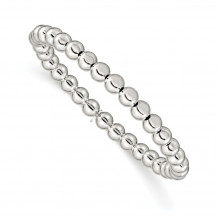 Quality Gold Sterling Silver Polished Bead Stretch Bracelet - QH4944