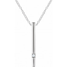 14K White .015 CT Diamond Bar 16-18 Necklace - 65221960001P