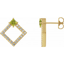 14K Yellow Peridot & 1/3 CTW Diamond Earrings - 868896027P