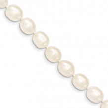 Quality Gold 14k White Rice Freshwater Cultured Pearl Bracelet - XF525-7.5