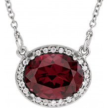 14K White Rhodolite Garnet & .05 CTW Diamond 16.5 Necklace - 8590370000P