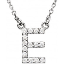 14K White Initial E 1/8 CTW Diamond 16 Necklace - 67311104P