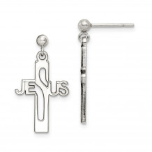 Quality Gold Sterling Silver Rhodium-plated Jesus Cross Post Dangle Earrings - QE12979