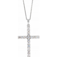 14K White 1/4 CTW Diamond Cross 18 Necklace - R4230860018P