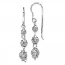 Quality Gold Sterling Silver Rhodium Plated Filigree Bead Dangle Earrings - QE8849