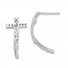 Quality Gold Sterling Silver Diamond Cut Cross J Hoop Earrings - QE13507