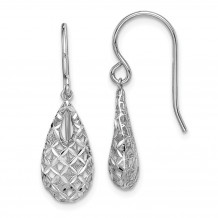Quality Gold Sterling Silver Rhodium-plated  Tear Drop Dangle Earrings - QE15091