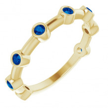 14K Yellow Blue Sapphire Bezel-Set Bar Ring - 72005641P