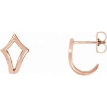 14K Rose Geometric J-Hoop Earrings - 86517607P