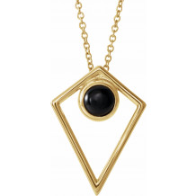 14K Yellow Onyx Cabochon Pyramid 16-18 Necklace - 86863621P